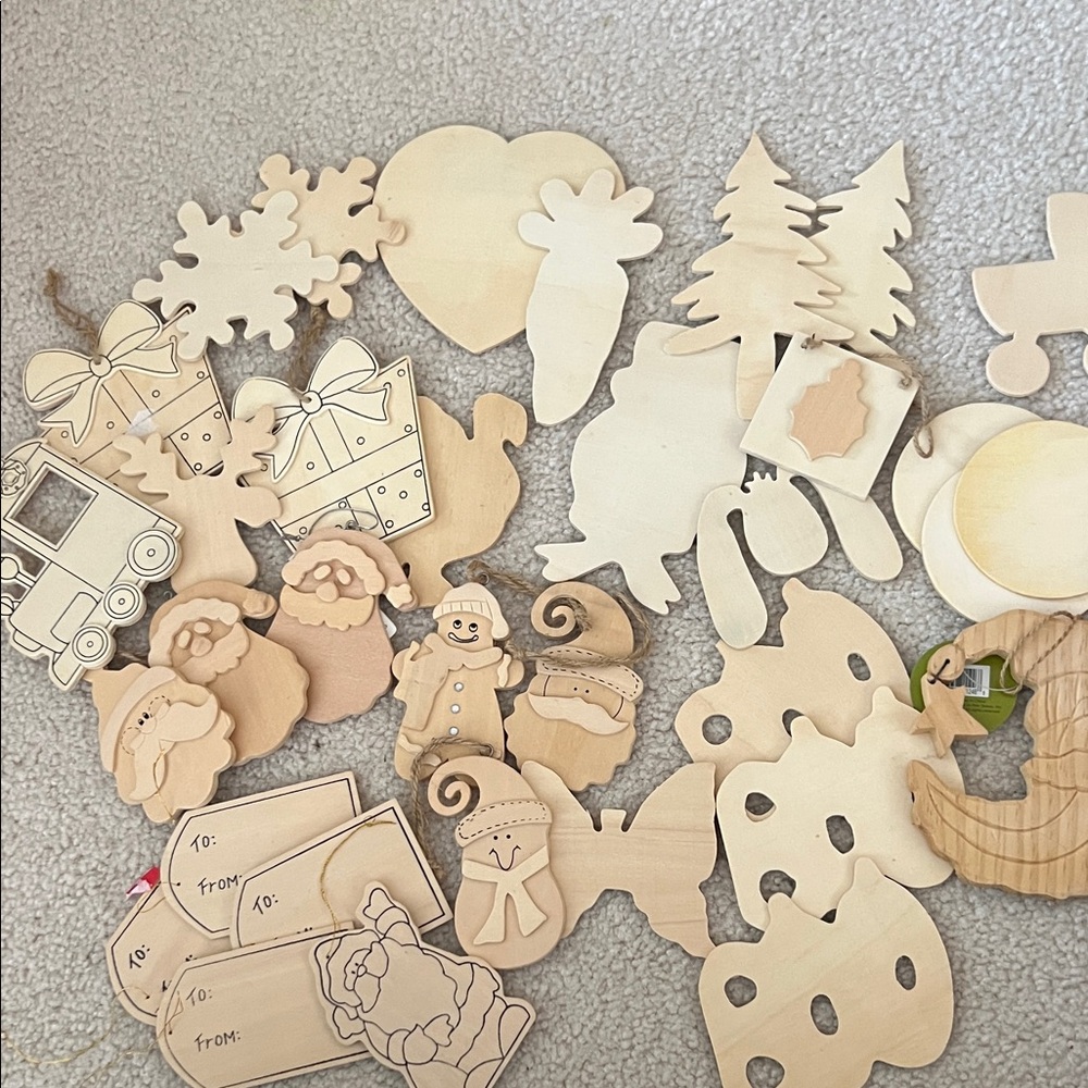 Bundle of Wooden Holiday Craft Shapes